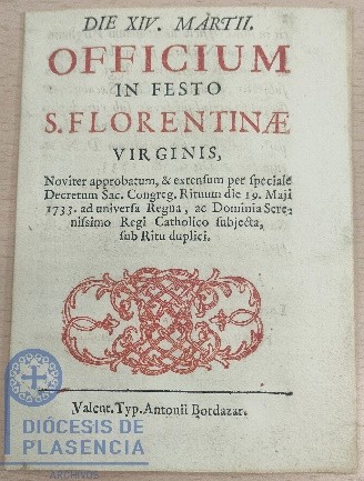 Portada del impreso de la festividad de Santa Florentina AC0091_053