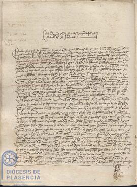 Acta capitular del Cabildo Catedral de Plasencia del 18 de enero de 1447