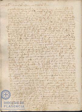 Acta capitular del Cabildo Catedral de Plasencia del 5 de diciembre de 1425