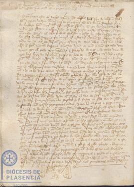 Escritura de censo contra los cónyuges Alfonso Ferránz Paniagua y "Duniana" a favor del Cabildo Catedral de Plasencia