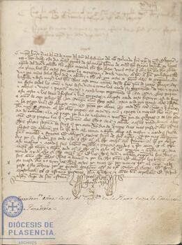 Registro de arrendamiento por Andrés González de Salamanca de unas casas del Cabildo Catedral de Plasencia del 11 de marzo de 1404